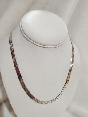 Milor Sterling Silver Diamond Cut Greek Key Herringbone Double Sided Chain